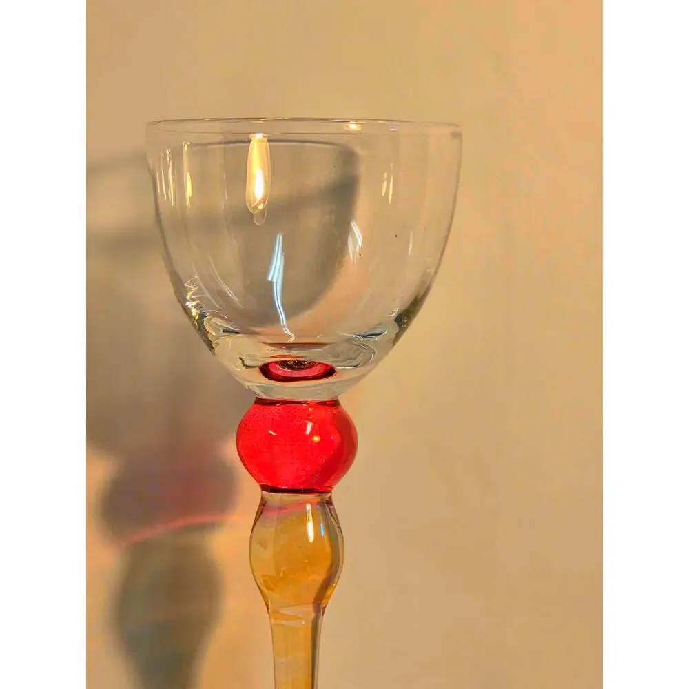 Cordial Glasses Cranberry Bubble 3 pcs Vintage Mid Century Aperitif Liqueur 6”